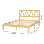 Lit plateforme minimaliste en hévéa massif, taille double, facile à assembler, supporte 317,5 kg