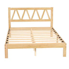 Lit plateforme minimaliste en hévéa massif, taille double, facile à assembler, supporte 317,5 kg