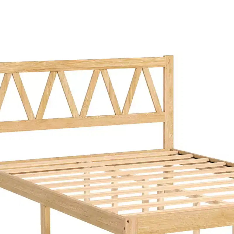 Lit plateforme minimaliste en hévéa massif, taille double, facile à assembler, supporte 317,5 kg