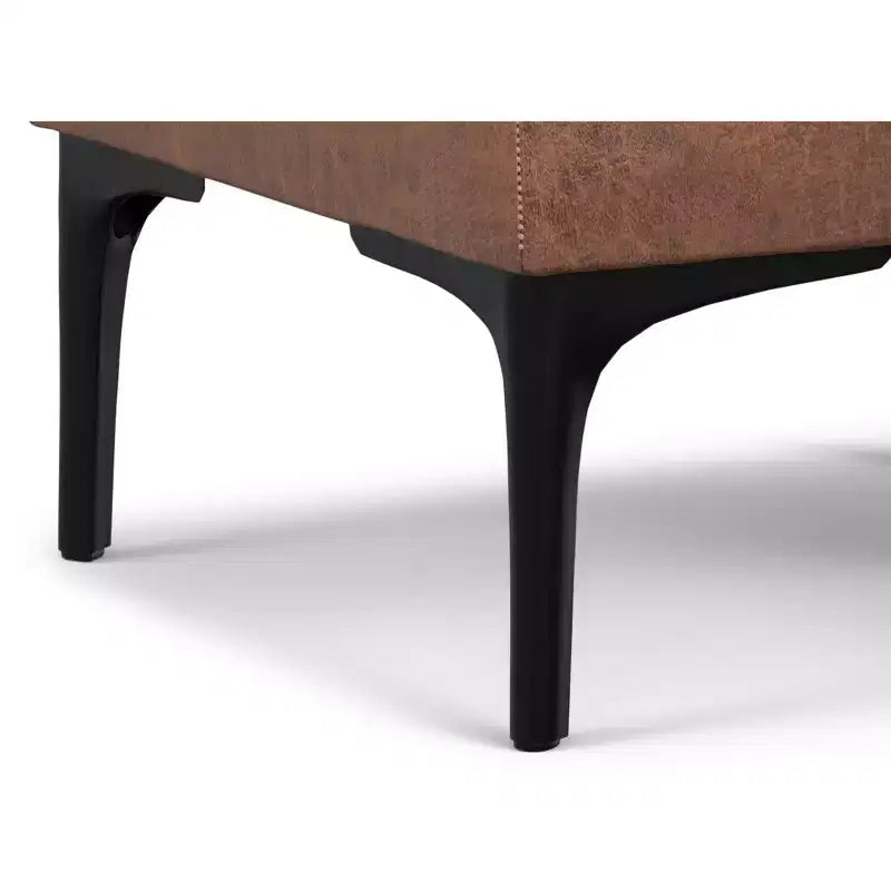 Pouffe de rangement carré 45,7 cm Mid-Century avec plateau réversible, cuir végétalien marron vieilli