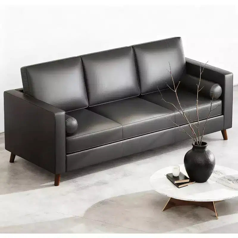 Canapé 3 places en similicuir, style moderne du milieu du siècle, profondeur d'assise, 86 po, pour salon