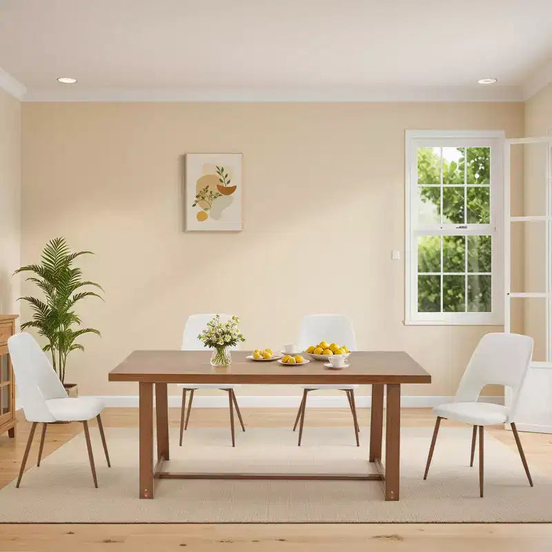 Table à manger en pin massif sans nœuds de 183 cm pour 6 personnes, imperméable et résistante aux rayures
