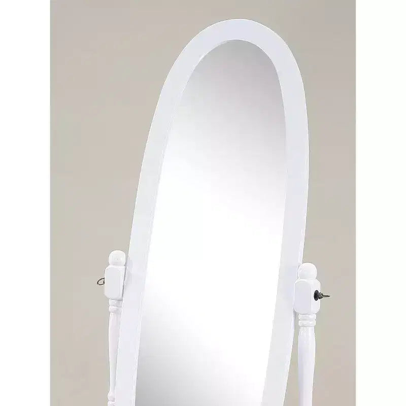 Psyché traditionnelle pleine longueur avec cadre en bois, blanche, 59,25"H