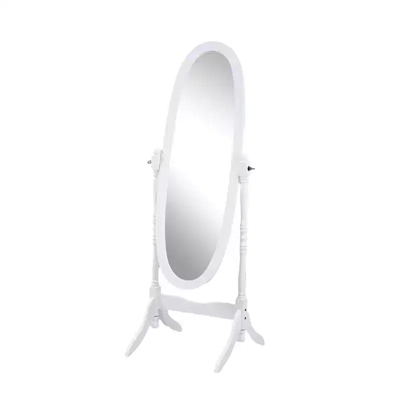 Psyché traditionnelle pleine longueur avec cadre en bois, blanche, 59,25"H