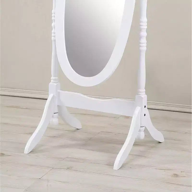 Psyché traditionnelle pleine longueur avec cadre en bois, blanche, 59,25"H