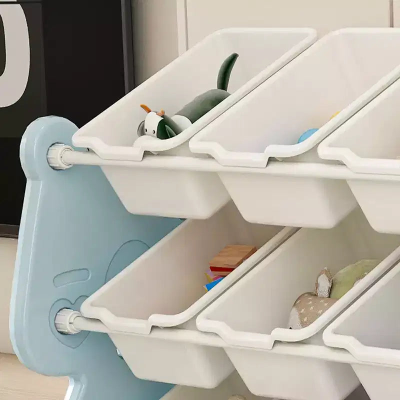 Meuble de rangement pour jouets pour enfants, organisateur de jouets avec étagère à 2 niveaux, rangement de jouets avec étagère et 12 bacs de rangement, étagère et rangement de jouets pour salle de jeux