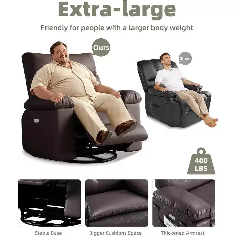 Fauteuil releveur inclinable avec chauffage et massage, siège de 68,5 cm de large, pivotant à 360°, basculeur manuel et télécommande pour salon, personnes âgées et maisons de retraite