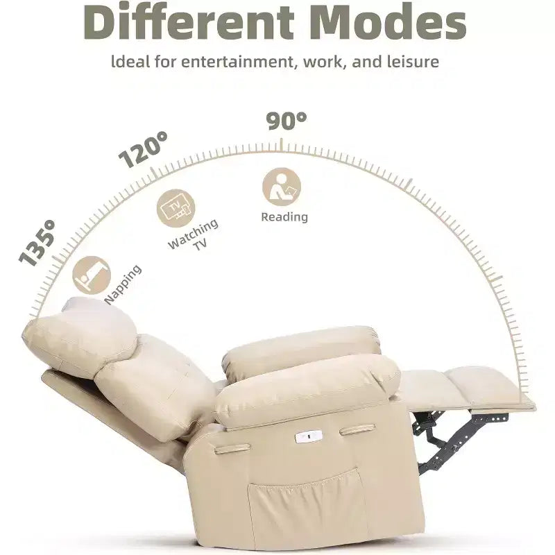 Fauteuil releveur inclinable avec chauffage et massage, siège de 68,5 cm de large, pivotant à 360°, basculeur manuel et télécommande pour salon, personnes âgées et maisons de retraite