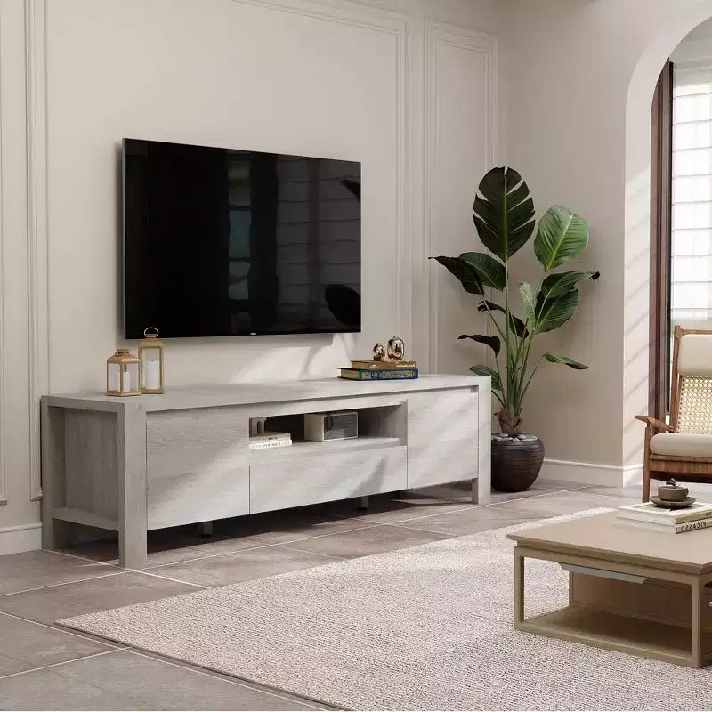 Meuble TV de 63 po avec portes et armoire, meuble de divertissement style ferme, meuble TV pour téléviseurs jusqu'à 70 po, console TV pour salon, chambre à coucher