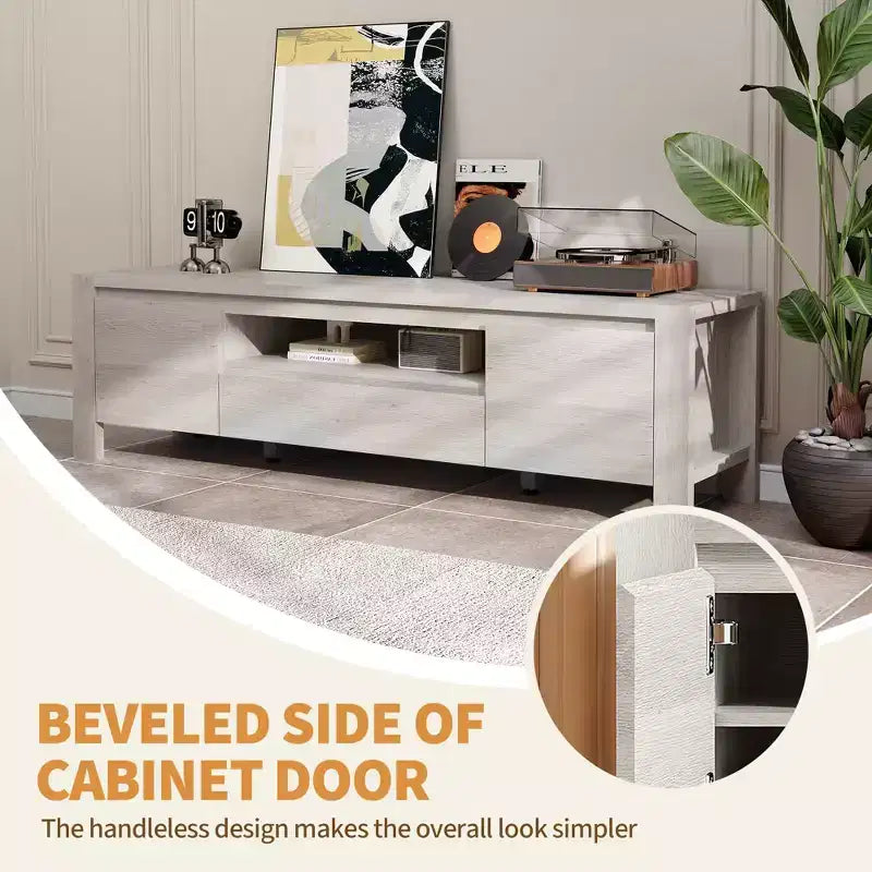 Meuble TV de 63 po avec portes et armoire, meuble de divertissement style ferme, meuble TV pour téléviseurs jusqu'à 70 po, console TV pour salon, chambre à coucher