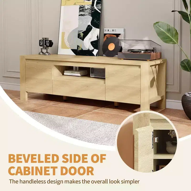 Meuble TV de 63 po avec portes et armoire, meuble de divertissement style ferme, meuble TV pour téléviseurs jusqu'à 70 po, console TV pour salon, chambre à coucher