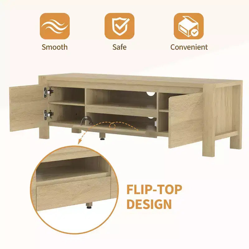 Meuble TV de 63 po avec portes et armoire, meuble de divertissement style ferme, meuble TV pour téléviseurs jusqu'à 70 po, console TV pour salon, chambre à coucher
