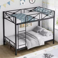 Lit superposé en métal avec motif floral et barrière de sécurité