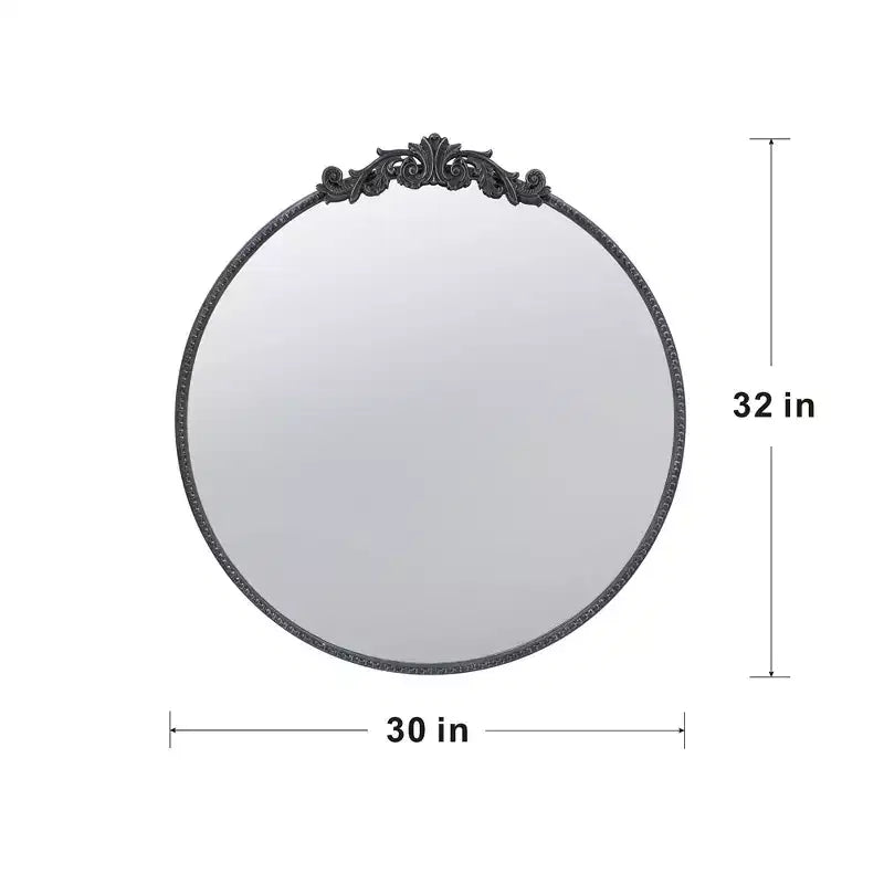 Miroir mural rond de 76 x 81 cm avec cadre d'inspiration baroque