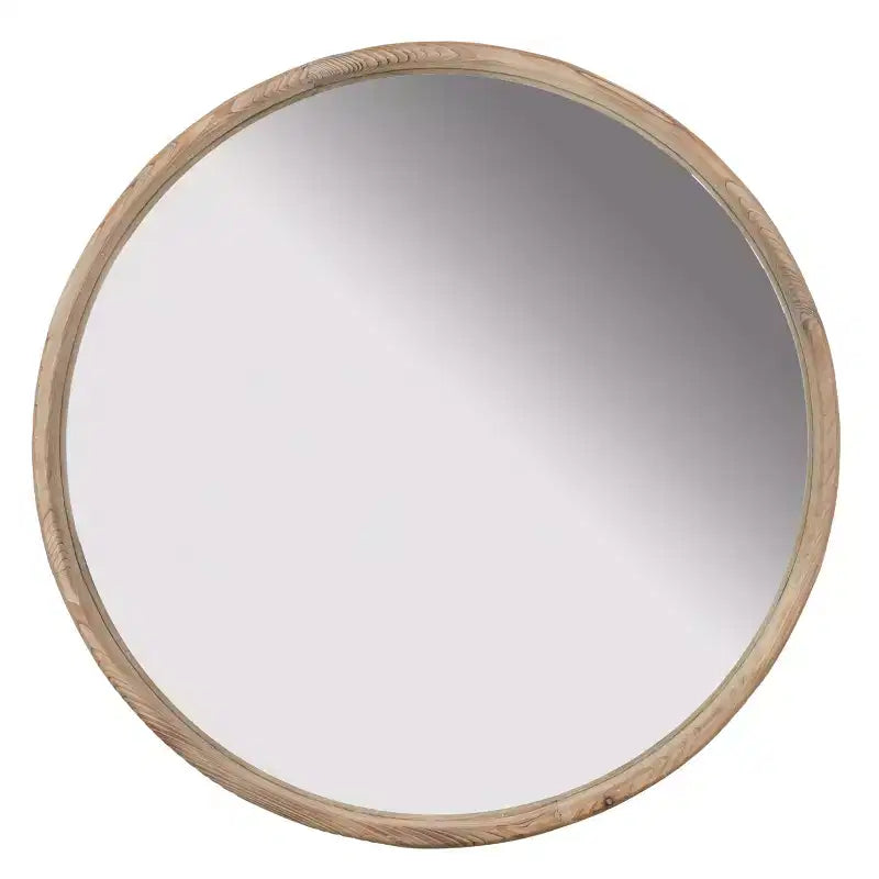 Miroir mural rond en bois de 71 cm