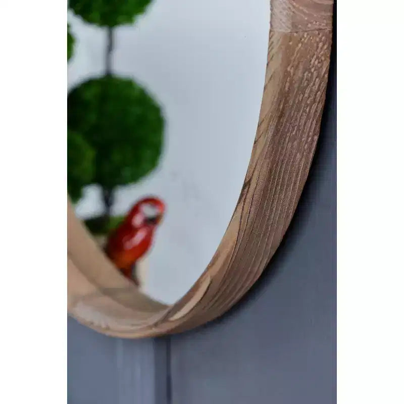 Miroir mural rond en bois de 71 cm