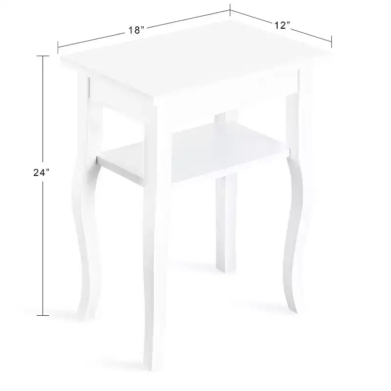 Table d'appoint rectangulaire Glam avec plateau en marbre reconstitué et base en bois, 18x12x24, Blanc
