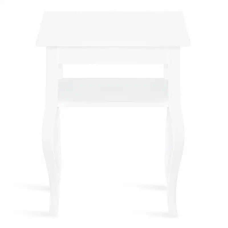 Table d'appoint rectangulaire Glam avec plateau en marbre reconstitué et base en bois, 18x12x24, Blanc