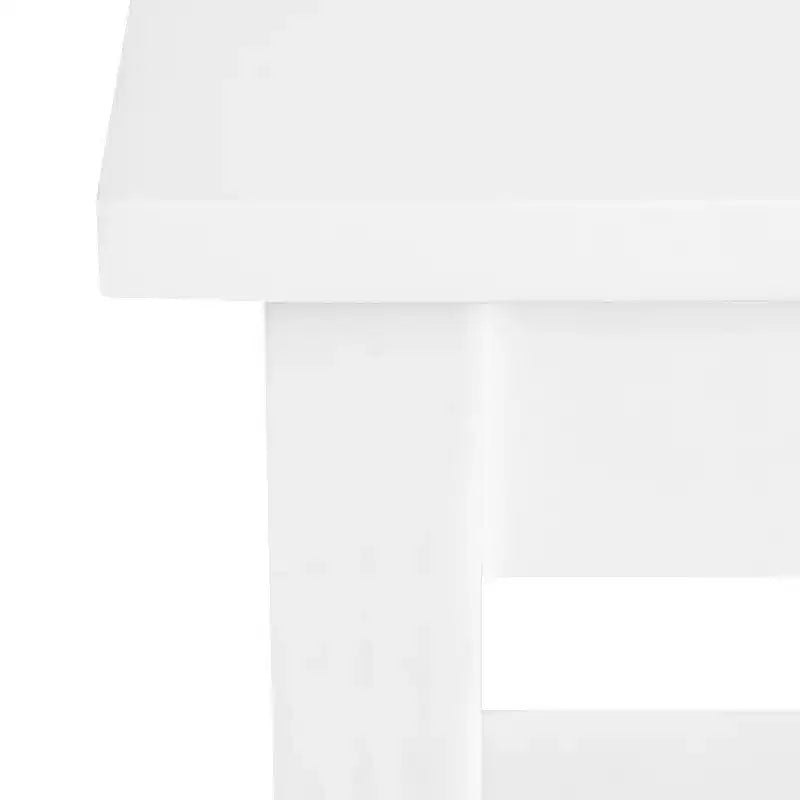 Table d'appoint rectangulaire Glam avec plateau en marbre reconstitué et base en bois, 18x12x24, Blanc