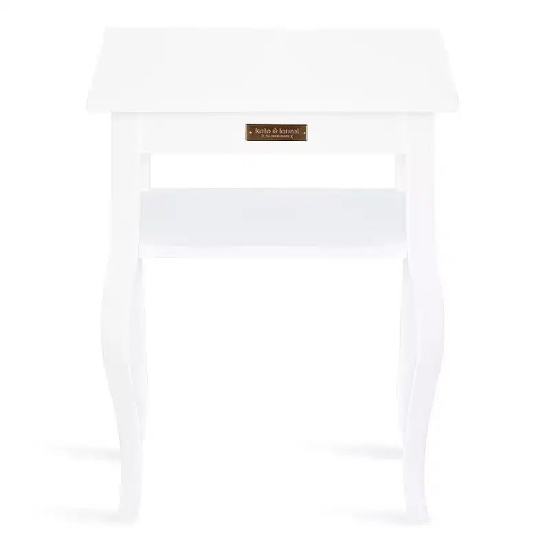 Table d'appoint rectangulaire Glam avec plateau en marbre reconstitué et base en bois, 18x12x24, Blanc