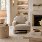 Fauteuil d'appoint dossier incurvé texturé tissé beige