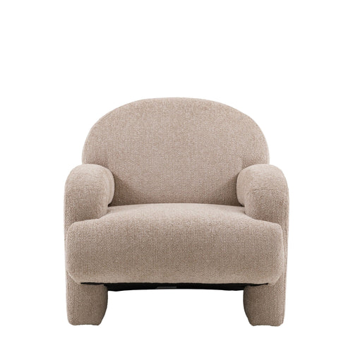 Fauteuil d'appoint dossier incurvé texturé tissé beige