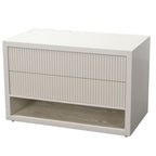 Table de chevet double largeur XL à lattes blanches
