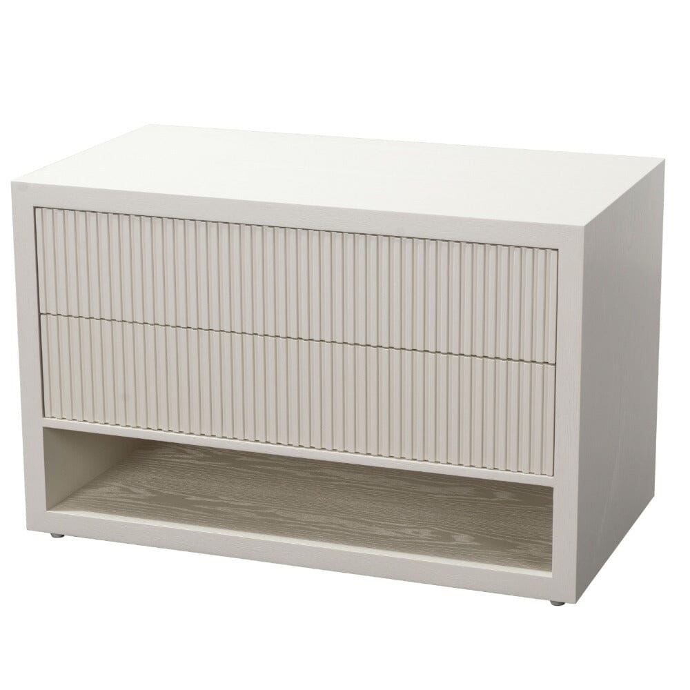 Table de chevet double largeur XL à lattes blanches
