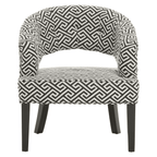 Fauteuil d'appoint à motif géométrique noir et crème avec pieds noirs