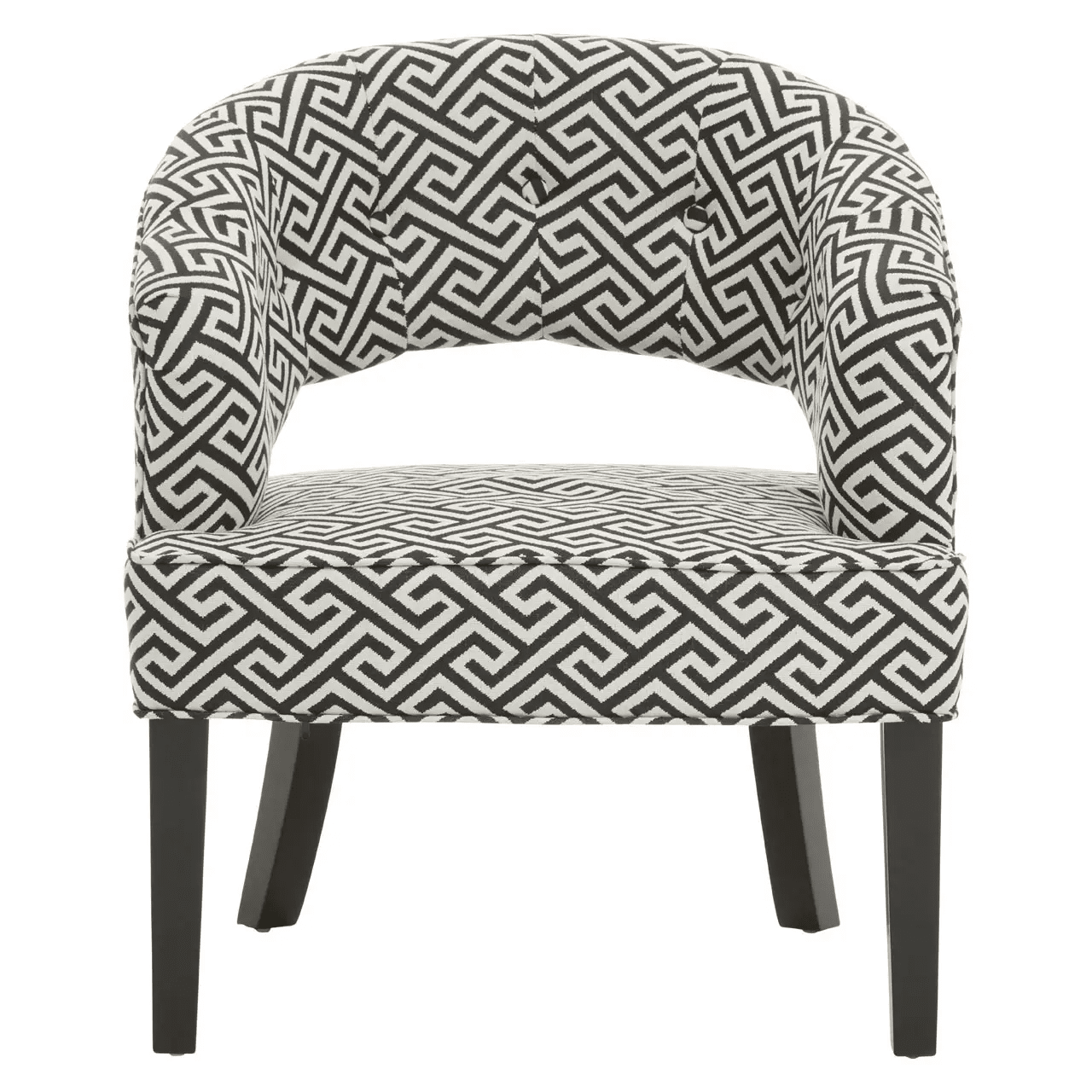 Fauteuil d'appoint à motif géométrique noir et crème avec pieds noirs