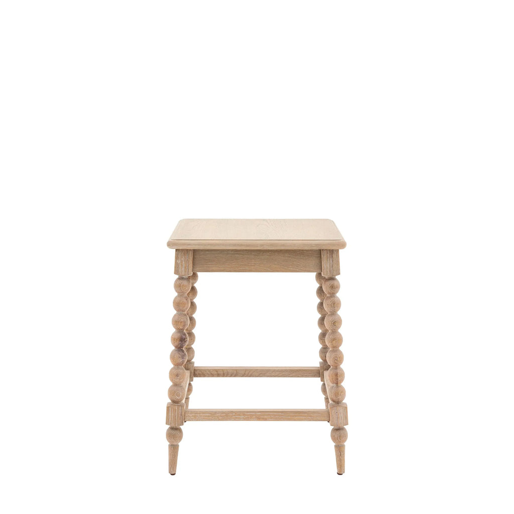 Table d'appoint carrée en chêne avec pieds tournés