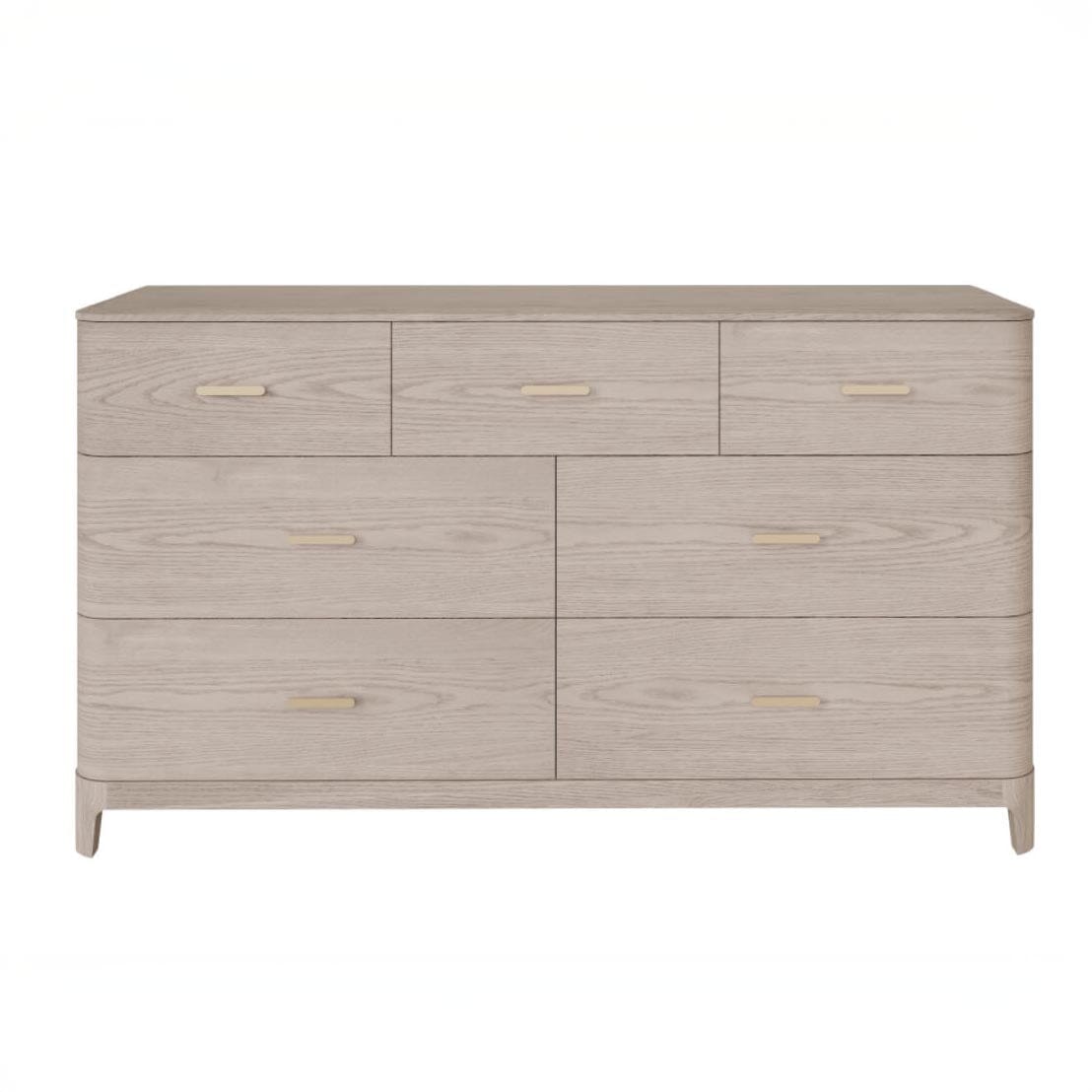 Commode 7 tiroirs placage frêne clair