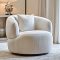 Fauteuil pivotant texturé crème avec accents noirs