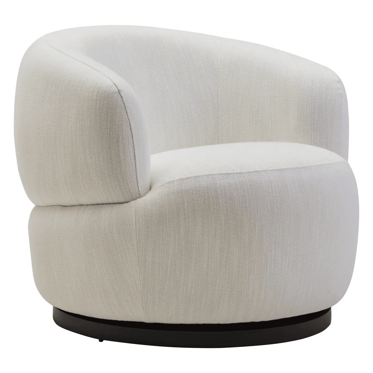 Fauteuil pivotant texturé crème avec accents noirs
