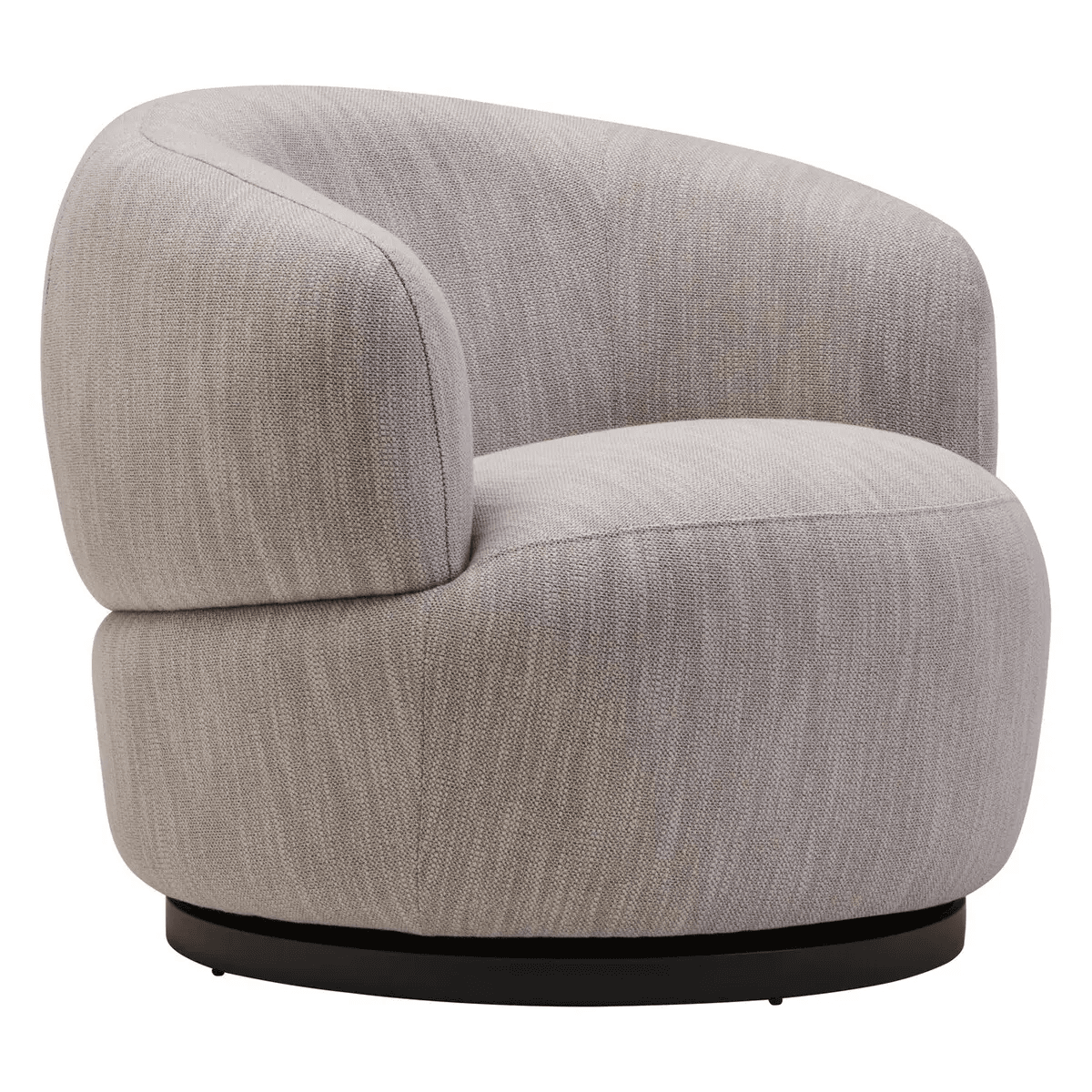 Fauteuil d'appoint pivotant texturé gris avec accents noirs