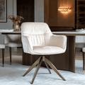 Chaise de salle à manger pivotante en velours des neiges avec base en laiton