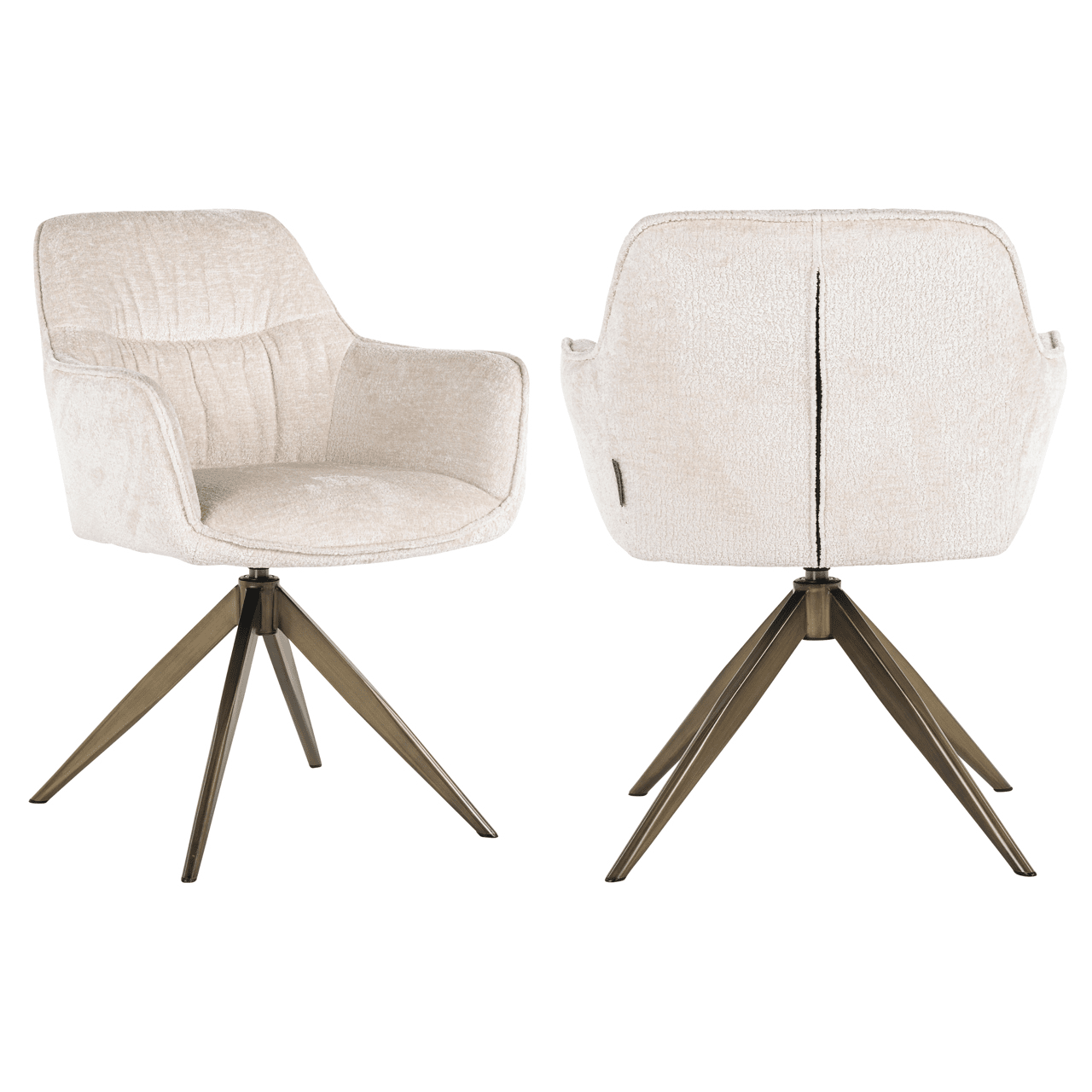 Chaise de salle à manger pivotante en velours des neiges avec base en laiton