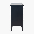Table de chevet noire à 3 tiroirs avec poignées dorées