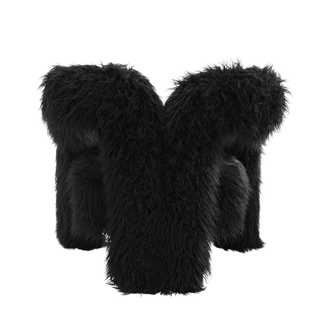 Fauteuil d'appoint incurvé en fausse fourrure noire