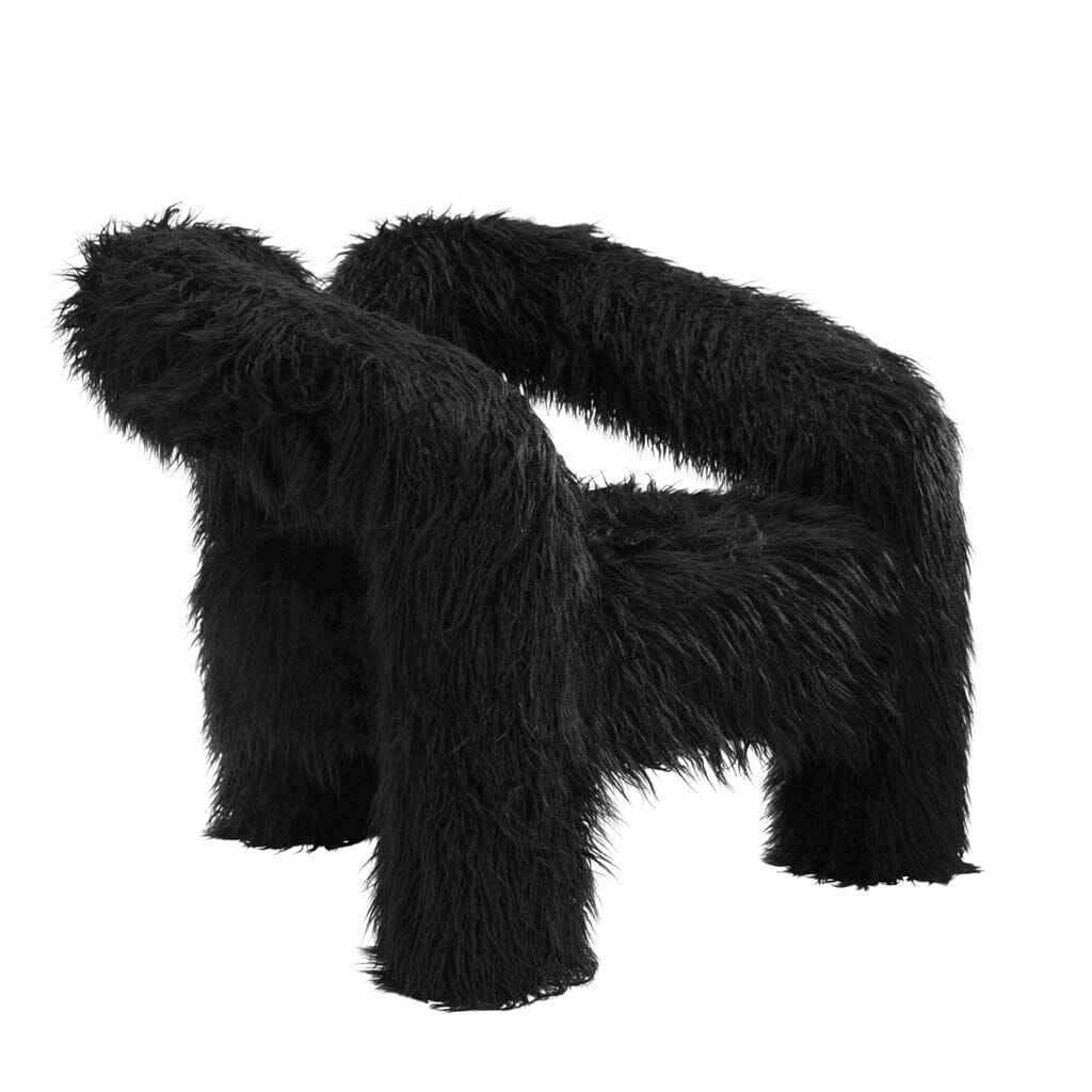 Fauteuil d'appoint incurvé en fausse fourrure noire