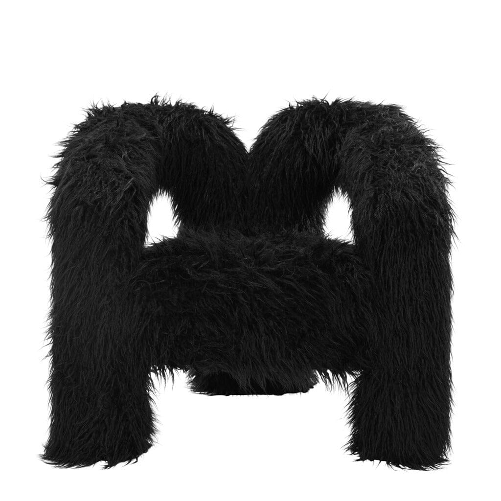 Fauteuil d'appoint incurvé en fausse fourrure noire
