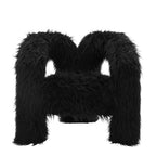 Fauteuil d'appoint incurvé en fausse fourrure noire
