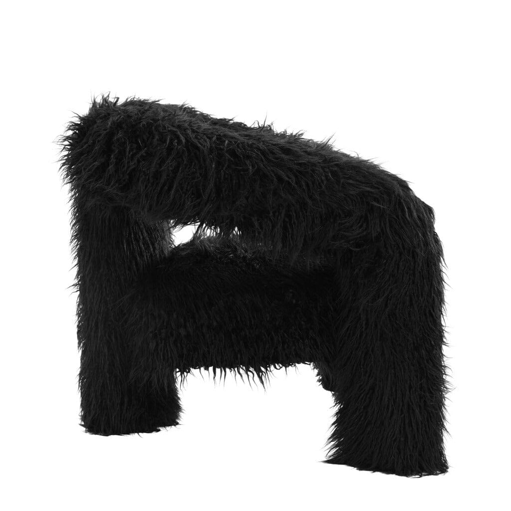 Fauteuil d'appoint incurvé en fausse fourrure noire