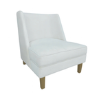 Fauteuil d'appoint en velours crème avec passepoil crème et pieds dorés