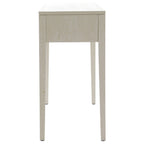 Console / Coiffeuse en bois nervuré blanchi avec poignées en bronze
