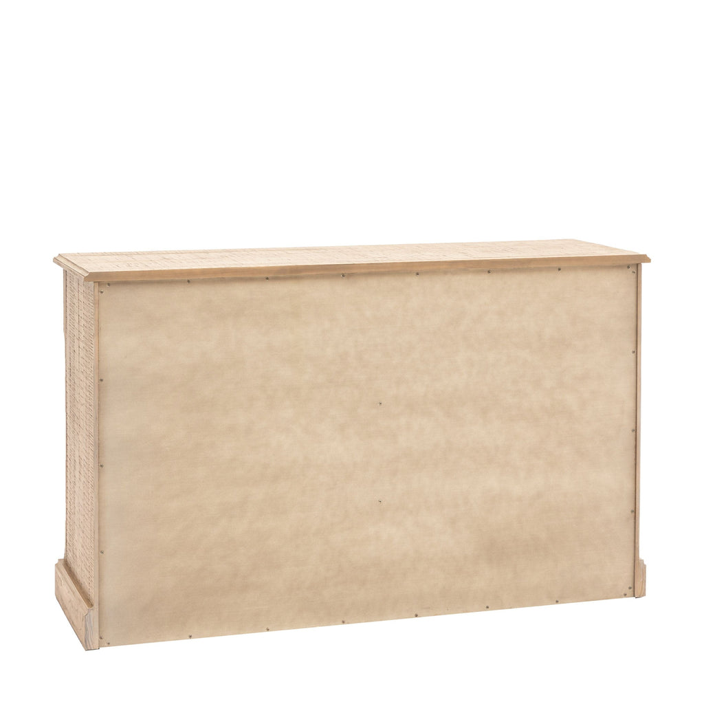 Commode en bois naturel à 7 tiroirs avec poignées en laiton