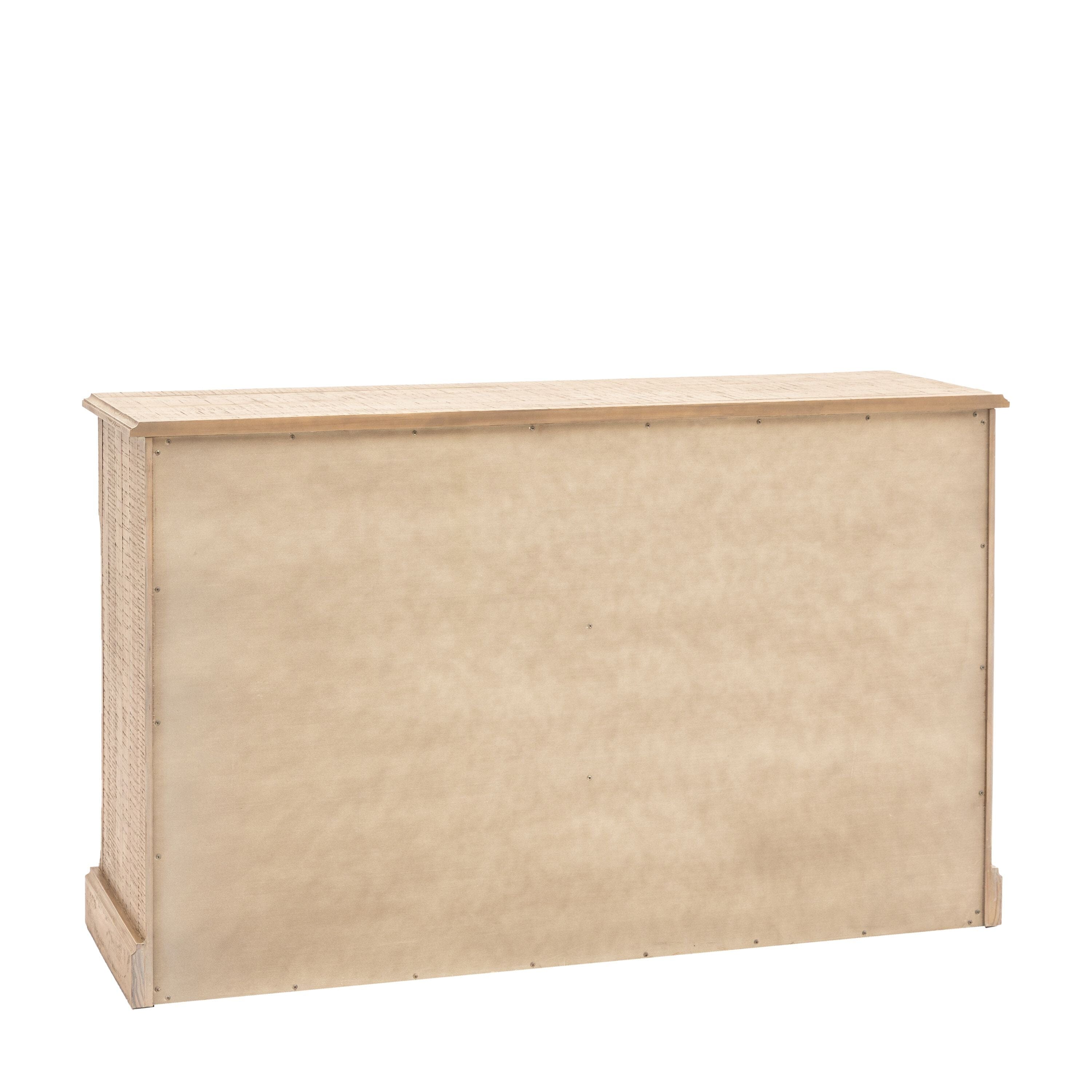 Commode en bois naturel à 7 tiroirs avec poignées en laiton