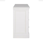 Commode à 7 tiroirs en bois blanc avec poignées argentées
