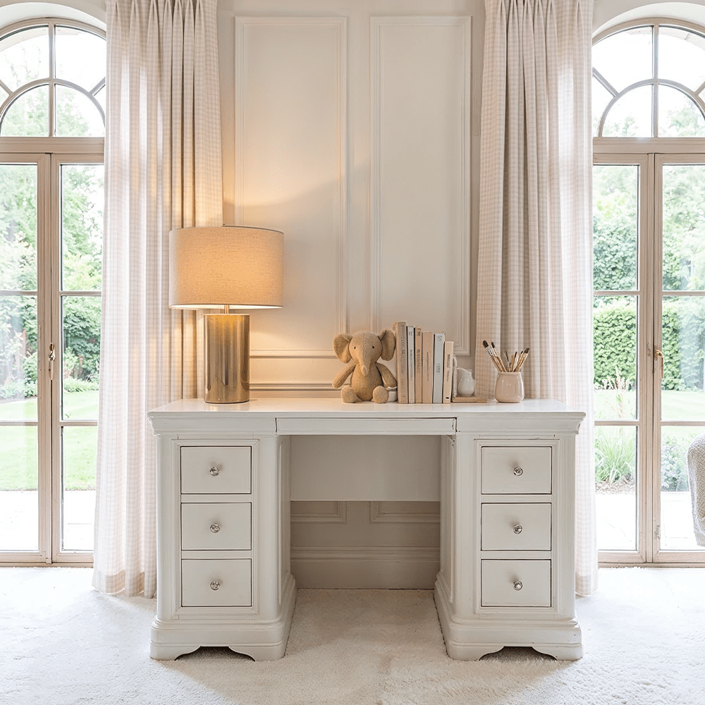 Coiffeuse 6 tiroirs en bois blanc
