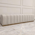 Banc de luxe en velours crème et doré
